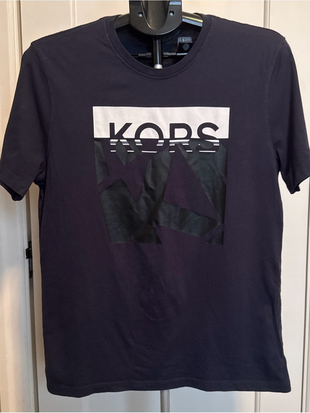 Michael Kors Navy Tee with White Panel and Black Logo